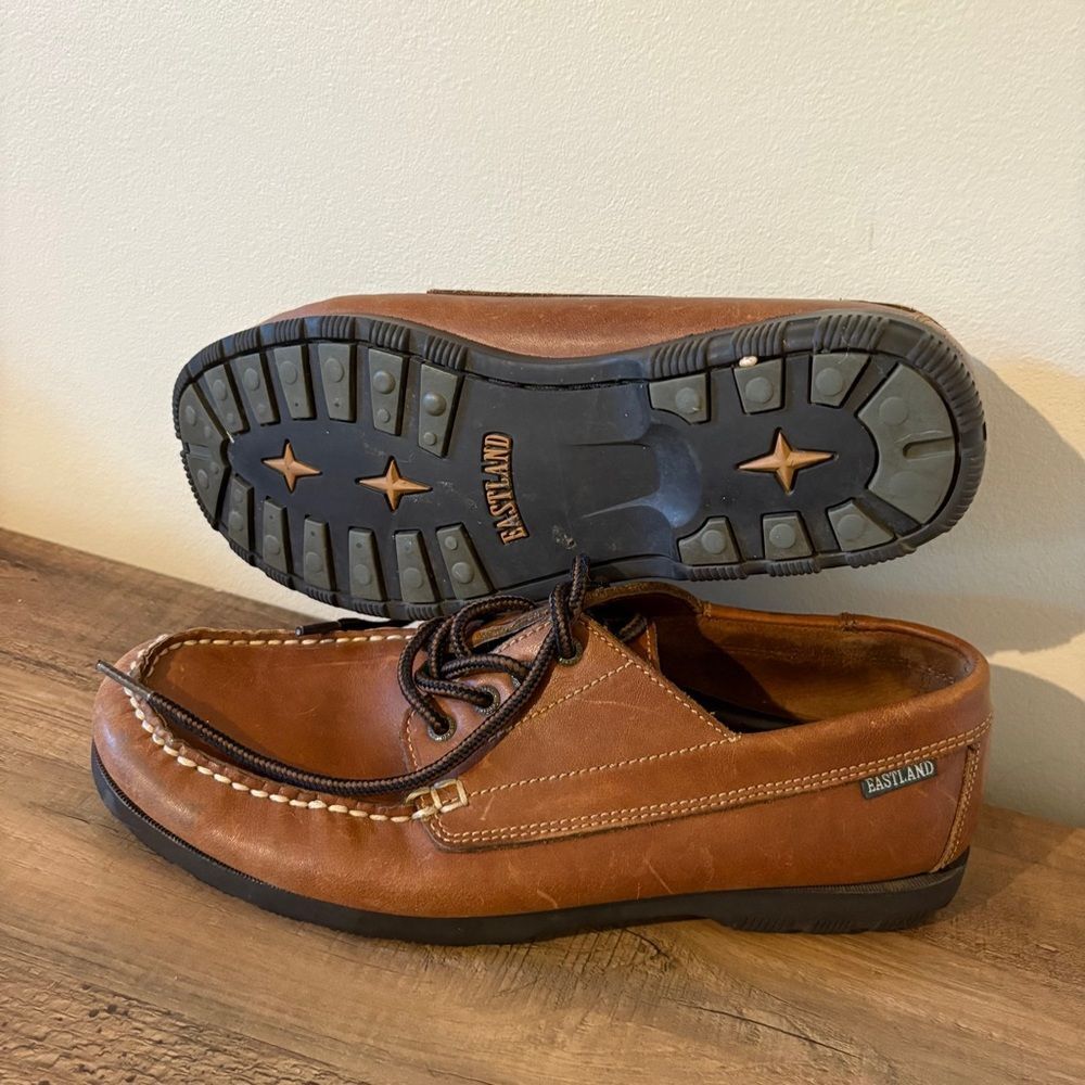 Eastland 10.5D Brown Leather Derby Deck Shoes 7046 Classic Preppy Mountain Chic